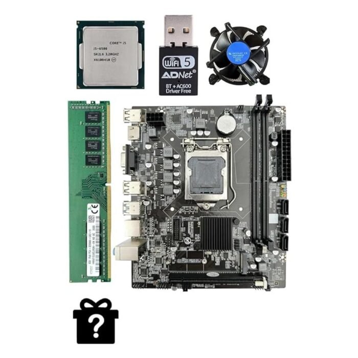PreSolve| H110 Motherboard Combo- i5-6500 Processor, 8GB DDR4 RAM, Mysterious Product, WiFi+Bluetooth 5.0, Free CPU Fan. - Image 1