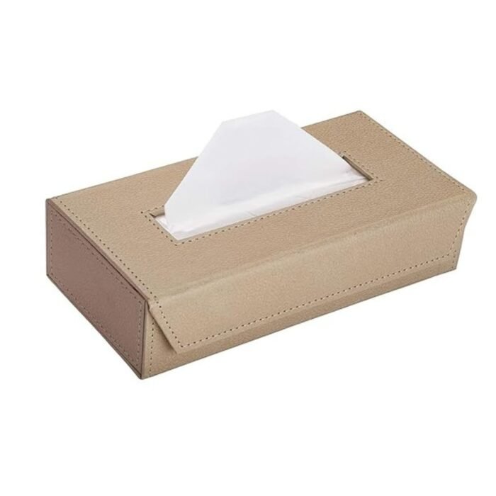 PreSolve| Tissue Box Holder with 100 Pulls Cotton Rags Tissue | Handcrafted Fine Leather - Like Finish | for Gifting, Office Desks, Cars & Home Décor | Durable & Water Resistant. - Image 1