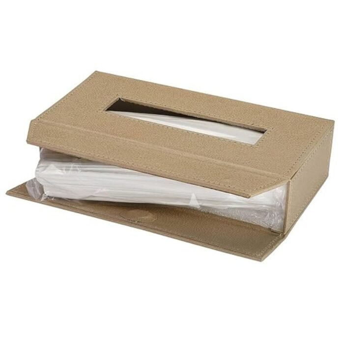 PreSolve| Tissue Box Holder with 100 Pulls Cotton Rags Tissue | Handcrafted Fine Leather - Like Finish | for Gifting, Office Desks, Cars & Home Décor | Durable & Water Resistant. - Image 7