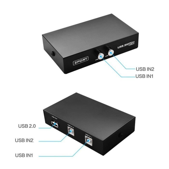 PreSolve Printer Sharing 2 Port USB Switch Box USB 2.0/ Hub For Printer. 2 Ports 100 Mbps Smart Network Switch  (Black) - Image 2