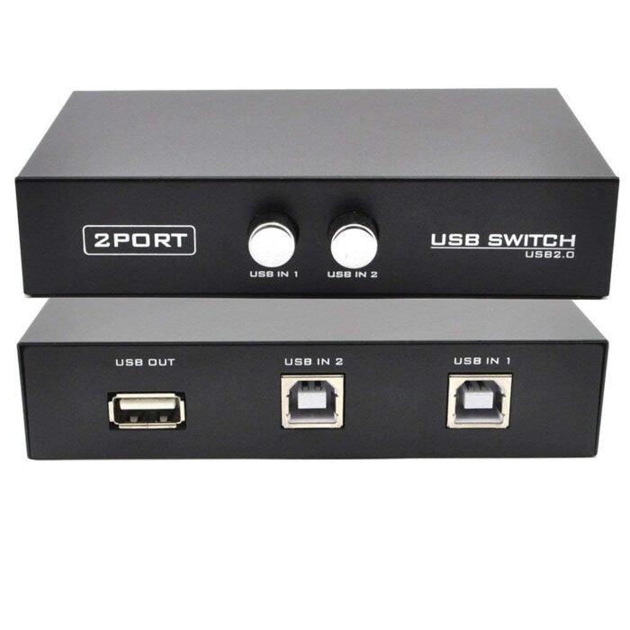 PreSolve Printer Sharing 2 Port USB Switch Box USB 2.0/ Hub For Printer. 2 Ports 100 Mbps Smart Network Switch  (Black) - Image 1