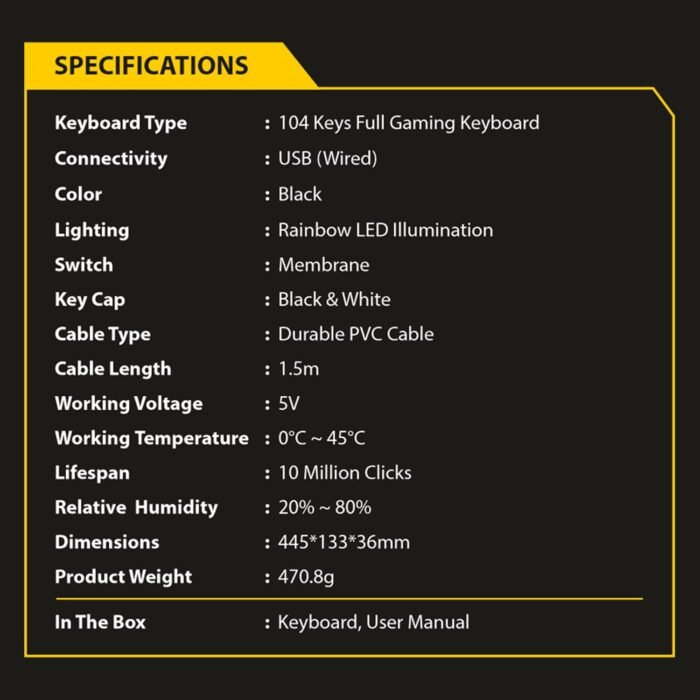 Ant Esports KM1400 Pro Backlit Membrane Gaming Keyboard - Image 8