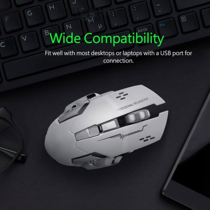 Adnet Dual-Mode RGB Wireless Gaming Mouse – Rechargeable Bluetooth & 2.4GHz Optical Mouse with Adjustable DPI, Silent Click, LED Backlit, Compatible with Windows & MacOS. - Image 4