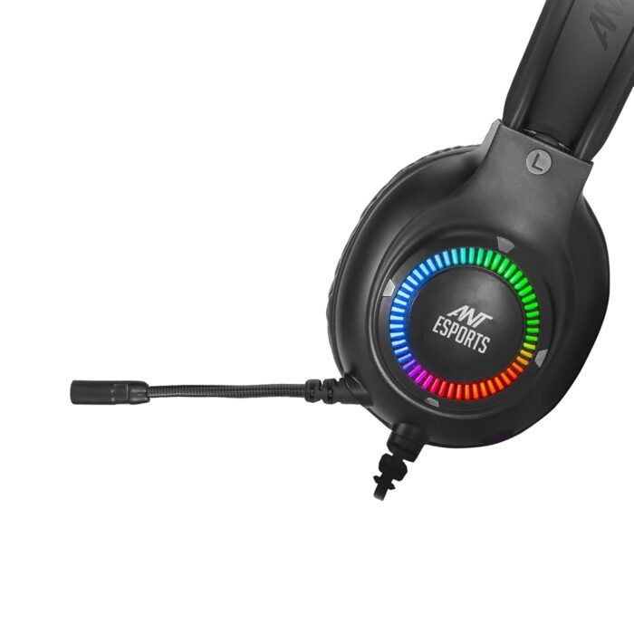 Ant Esports H580 Gaming Headset with Microphone for PS4 PC Xbox one PS5 Switch Laptop, Over Ear Headphones Wired with Noise Cancelling Mic, 3.5m Audio Jack, 50mm Stereo Drivers, Led Light – Black - Image 6