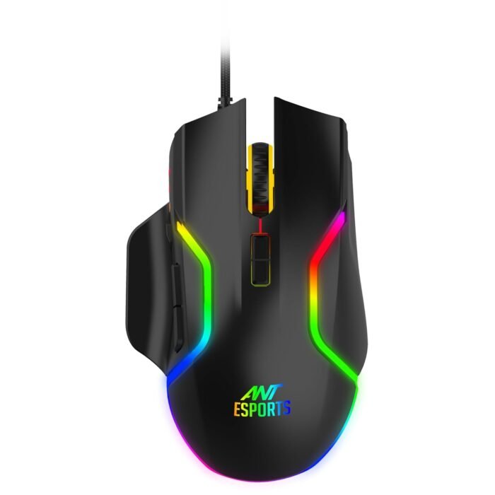 Ant Esports GM340 Ergonomic Design with Braided Cable,8 Programmable Buttons,Upto 12800 DPI Wired Optical Gaming Mouse (USB 2.0, Black) - Image 1