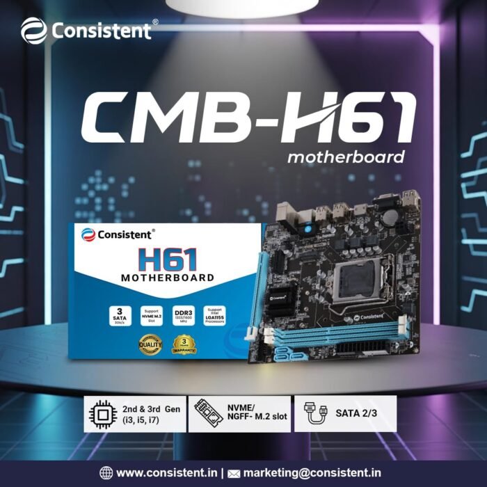 Consistent DDR3 Motherboard CMB H61 with NVME Slot - Image 5