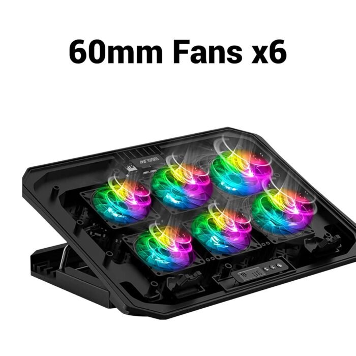 Ant Esports NC210 Gaming Notebook Cooler with 6 Cooling Fans for 10" - 15.6" Laptops, RGB Lights, 2 USB Ports - Image 3