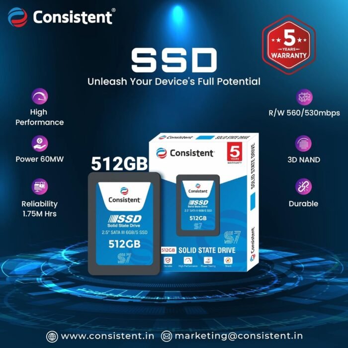 Consistent SSD 512GB 2.5 Inch SATA Internal SSD - Read: 550MB/s & Write: 500MB/s - Solid-State Drive 5 Year Warranty (512, GB) - Image 3