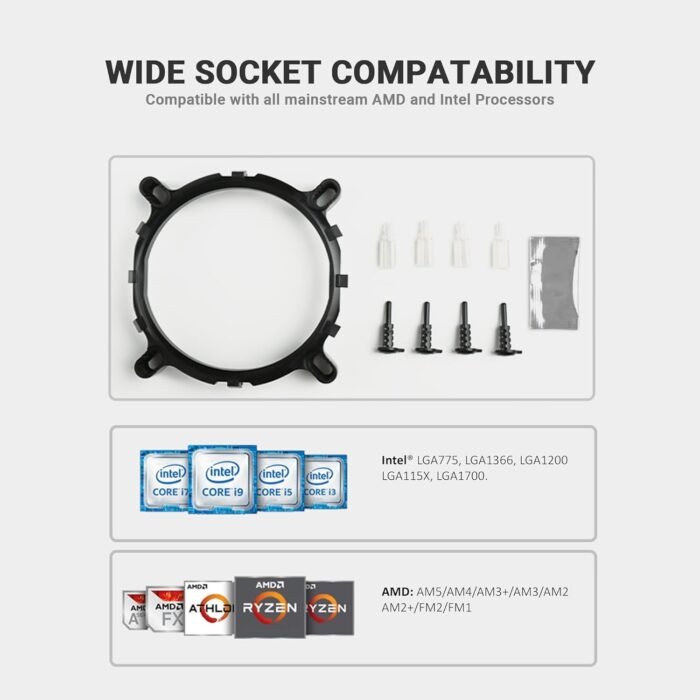 Ant Esports ICE-C200 CPU Cooler/CPU Fan with Rainbow LED Fan | Support - Intel LGA1150, LGA1151, LGA1155, LGA1156, LGA1200, LGA1700 & AMD FM1, FM2, AM2, AM3, AM4 - Image 7