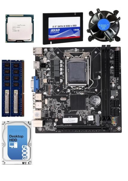 PreSolve| H61 Motherboard Combo/Kit with i5-3470 Processor, 128GB SSD, 500GB HDD, 8+8GB DDR3 RAM, Mystery Gift, and Free CPU Fan at (Window 10 Pro/MS Office).