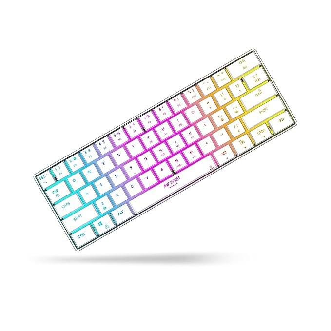Ant Esports MK1500 Mini 60% Pro RGB Wireless Gaming Keyboard with Membrane Switches for PC / Mobile / Tablets / Laptop / TV's- White - Image 2
