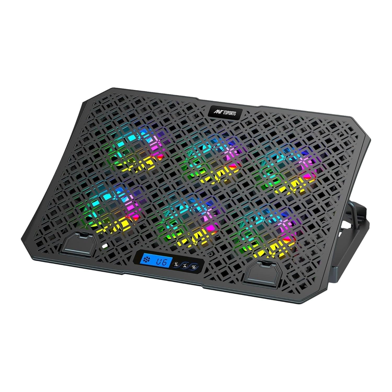 Ant Esports NC210 Gaming Notebook Cooler with 6 Cooling Fans for 10" - 15.6" Laptops, RGB Lights, 2 USB Ports - Image 1