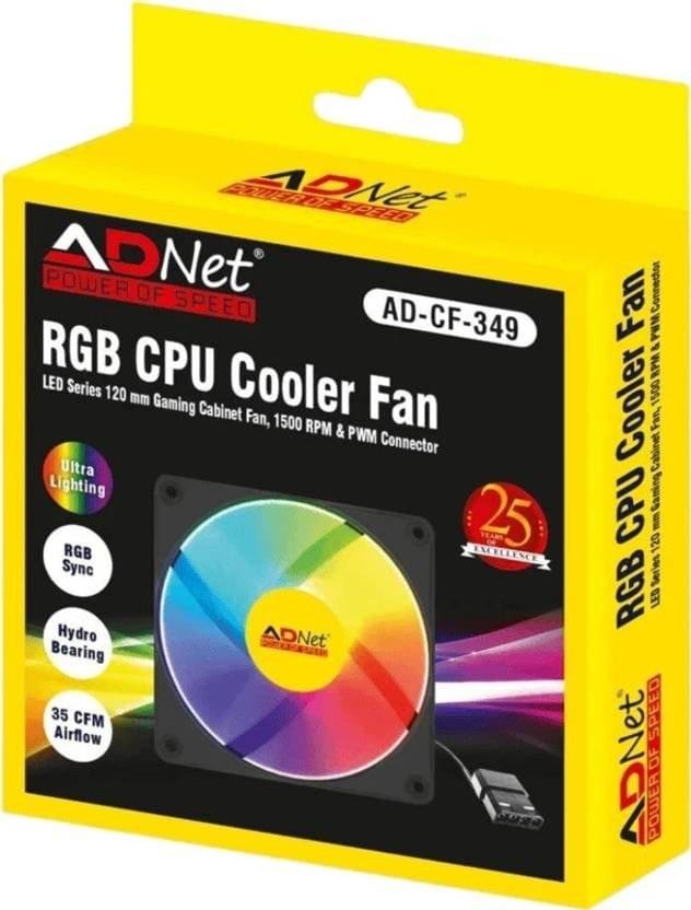 ADNet AD-CF-349 LED SERIES 120 MM GAMING CABINET FAN Cooling Fan Cabinet Cooler  (Black) - Image 1